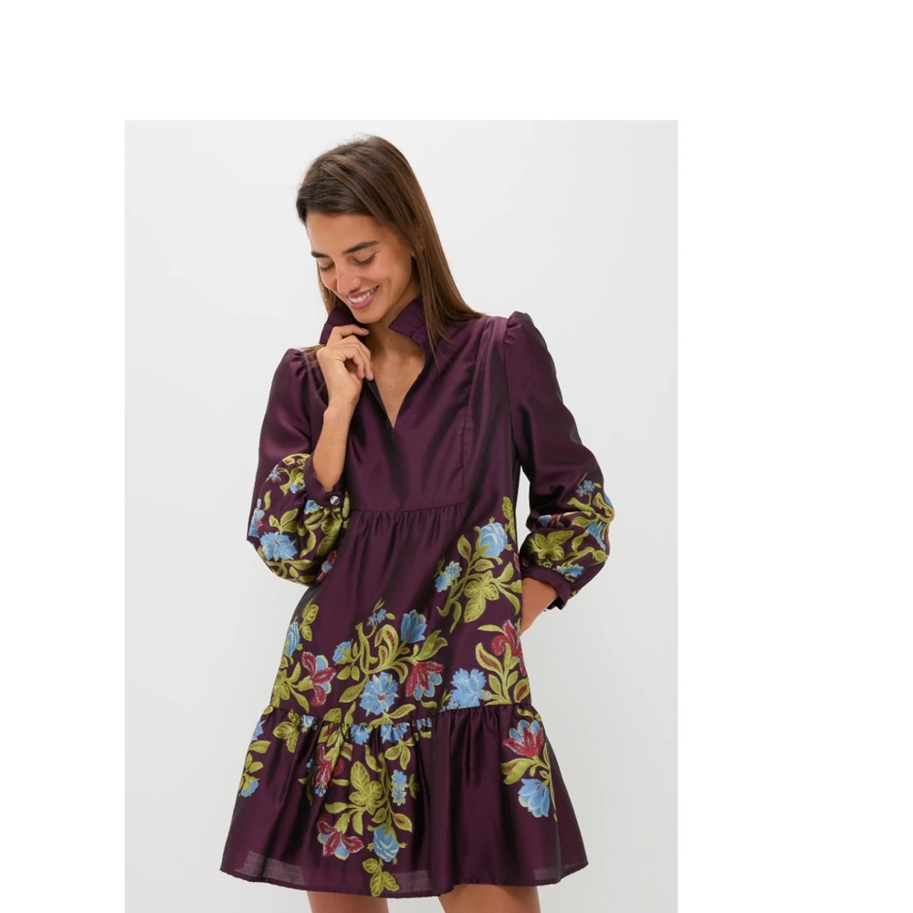 Tuckernuck Plum Dress with Vibrant Floral Accents